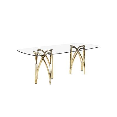 Aubrey 1 + 8 Tempered Glass Dining Set - Clear  / Gold